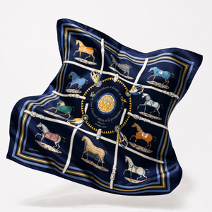 Couvertures et Tenues du Jour Blue Vintage Silk Scarf Lumbar Pillow 35"