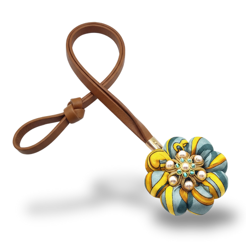 Equestrian Print Vintage Silk Necktie Bag Charm