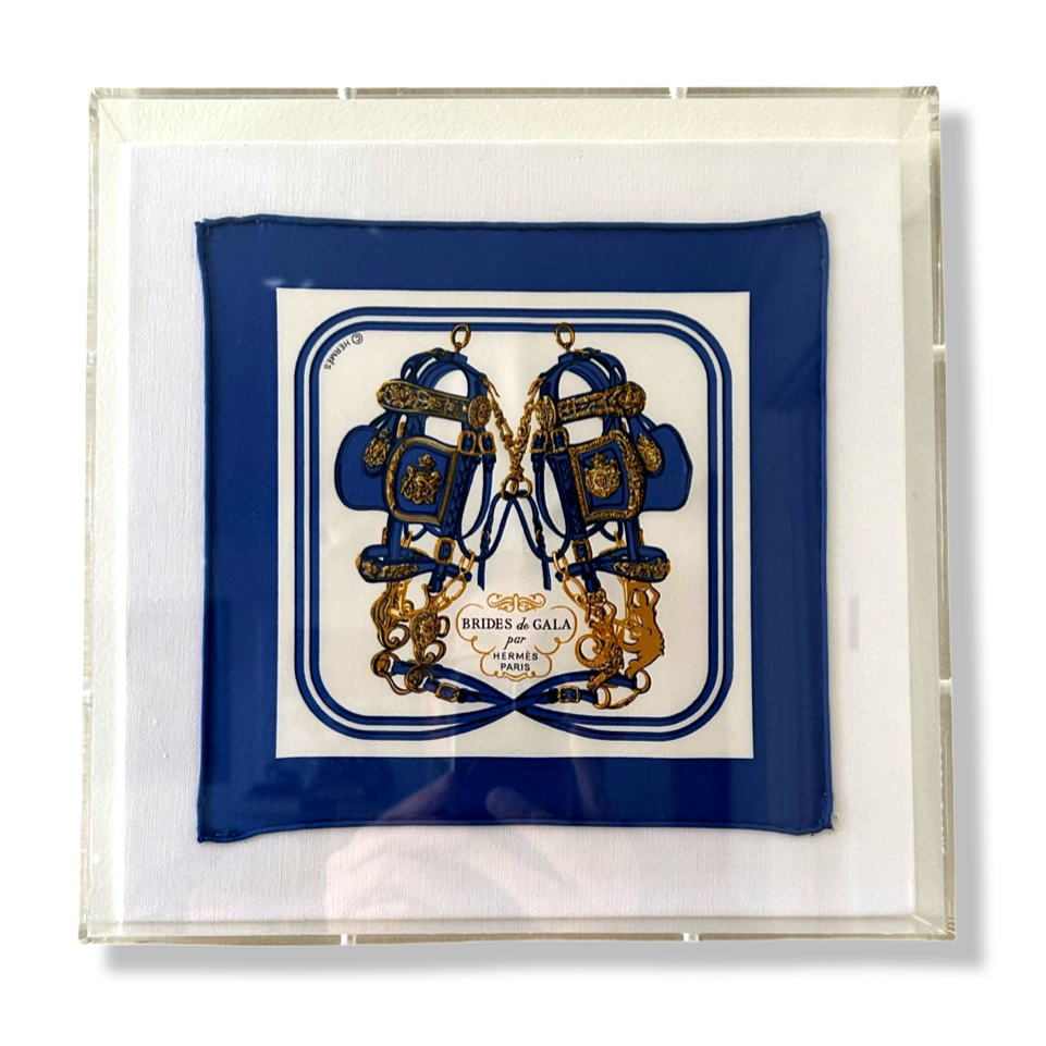 Brides de Gala Acrylic Shadow Box Framed Vintage Silk Scarf 10"