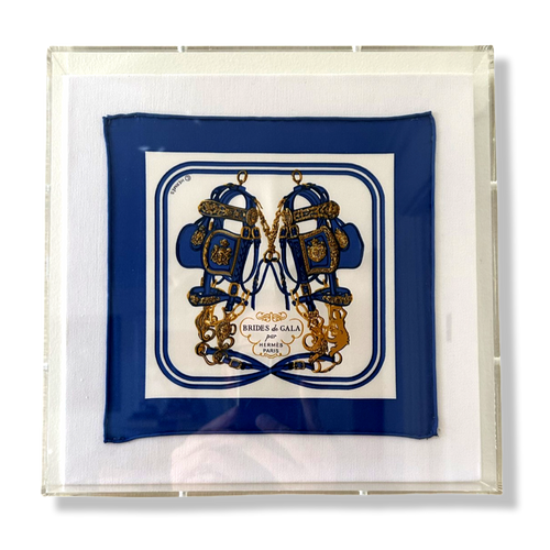 Brides de Gala Acrylic Shadow Box Framed Vintage Silk Scarf 10"