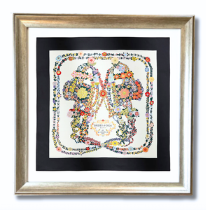 Brides de Gala en Fleurs Vintage Framed Silk Scarf 42"