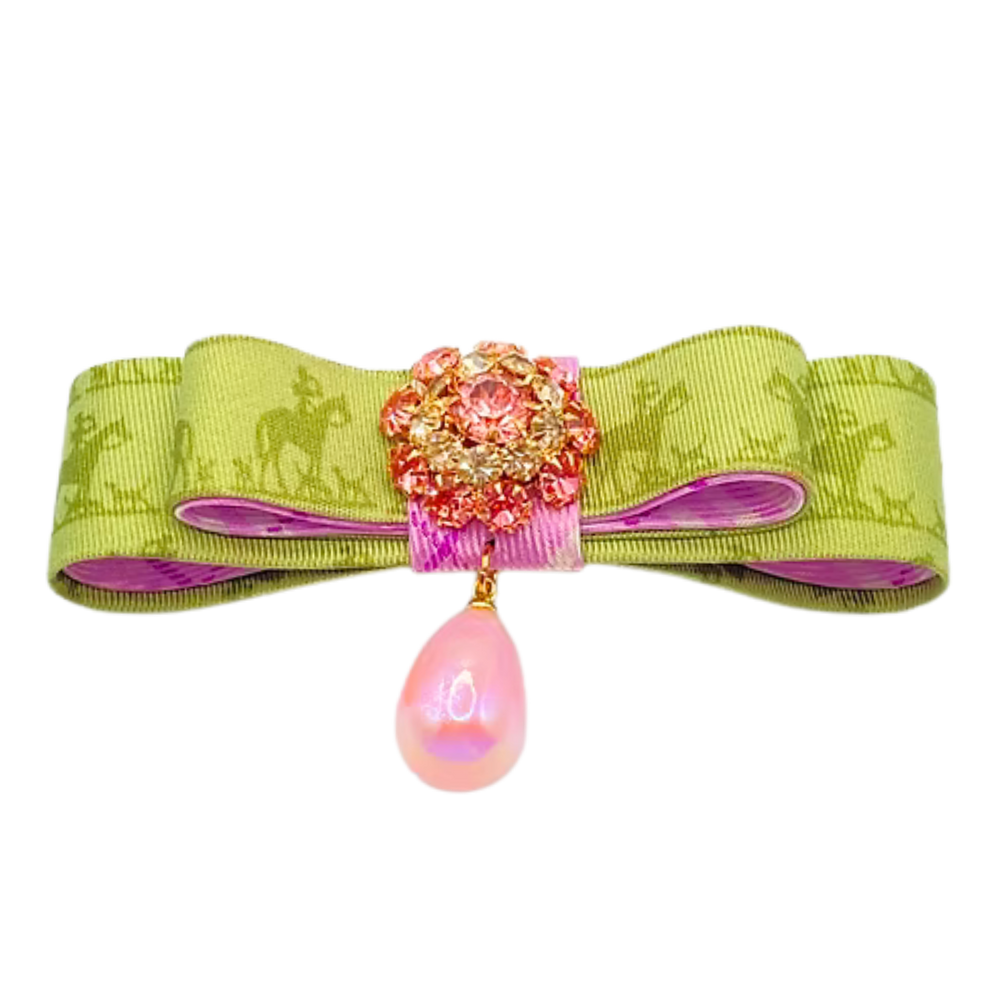 Equestrian Vintage Silk Necktie Bar Brooch