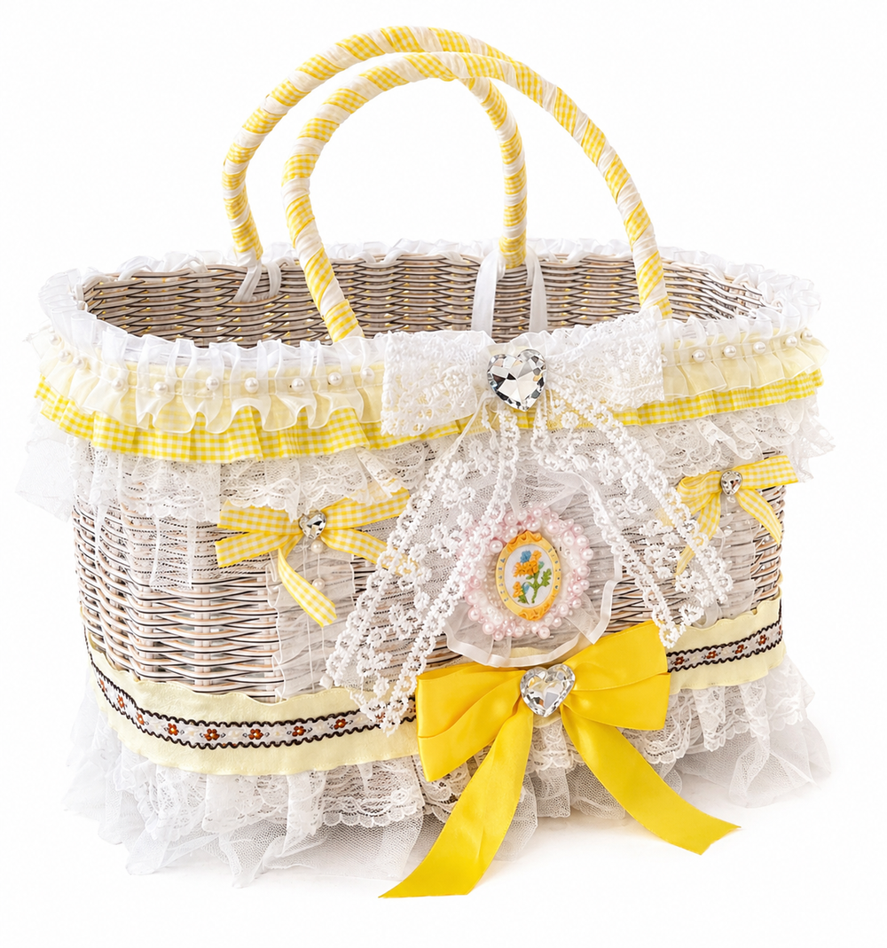 Luxury Dog Carrier Basket – French Style Lace Pet Bag with Pearl & Bow