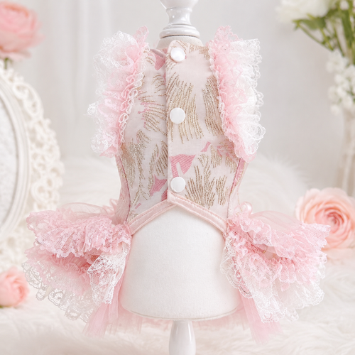 Handmade Romantic Puppy Gown Pink Lace