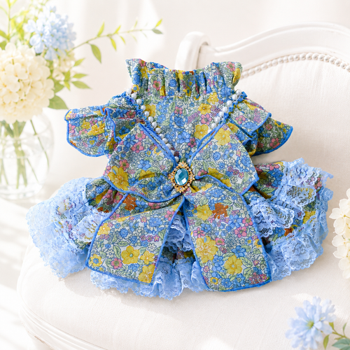 Pet dress Baroque style floral