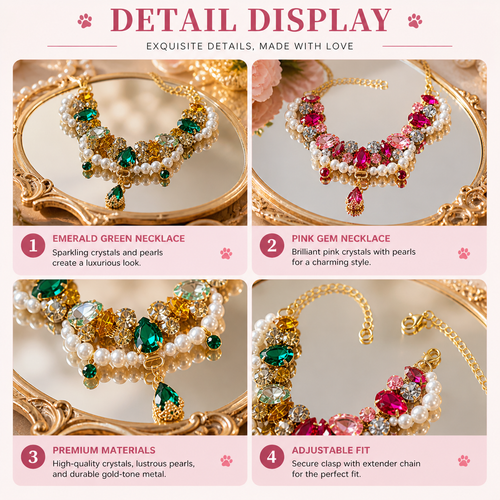 Luxury Pet Necklace Crystal Pearl Designer Dog Jewelry Collar