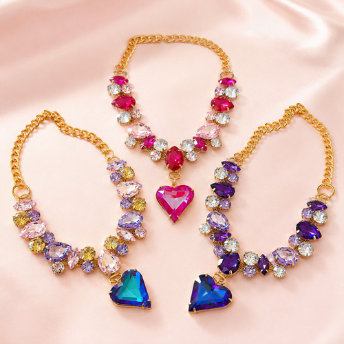 Crystal Heart Pet Necklace Dog accessories