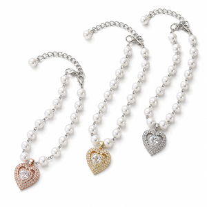 Pearl Heart Pet Necklace Dog Accessories