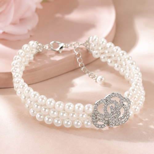 Pearl Rose Pet Necklace Luxury Dog Jewelry Accessories
