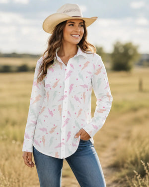 Plaid Lightning Long Casual Button Up Blouse