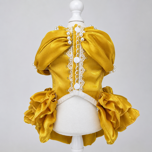Handmade Golden Heart Jewel Dog Dress