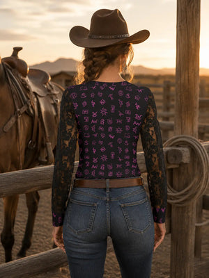 Neon Spur Brand Babe Lace Sleeve Top