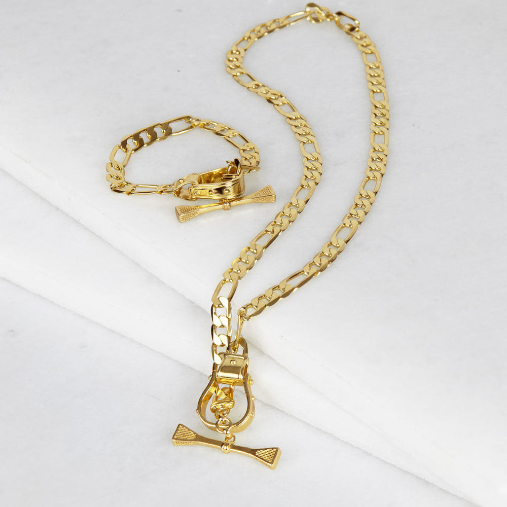 Cortina - Cuban Chain Western Stirrup Bracelet in Gold