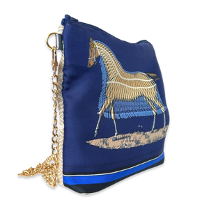 Couvertures et Tenues du Jour Blue Vintage Scarf Crossbody Bag