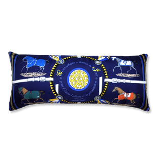 Couvertures et Tenues du Jour Blue Vintage Silk Scarf Lumbar Pillow 35"