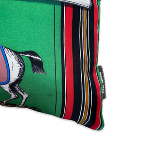 Couvertures et Tenues du Jour Green Vintage Silk Scarf Lumbar Pillow 35"