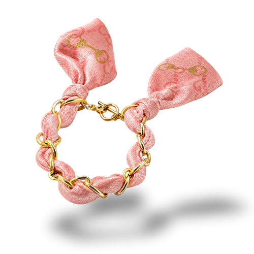 GG Horsebit Pink Vintage Scarf Link Bracelet