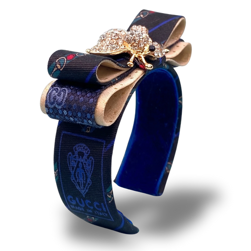 Horsebit Bumblebee Vintage Silk Necktie Cuff Bracelet