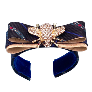 Horsebit Bumblebee Vintage Silk Necktie Cuff Bracelet