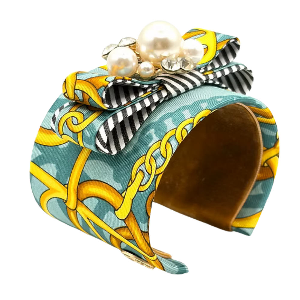 Equestrian Silk Necktie Cuff Bracelet