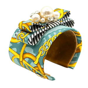 Equestrian Silk Necktie Cuff Bracelet