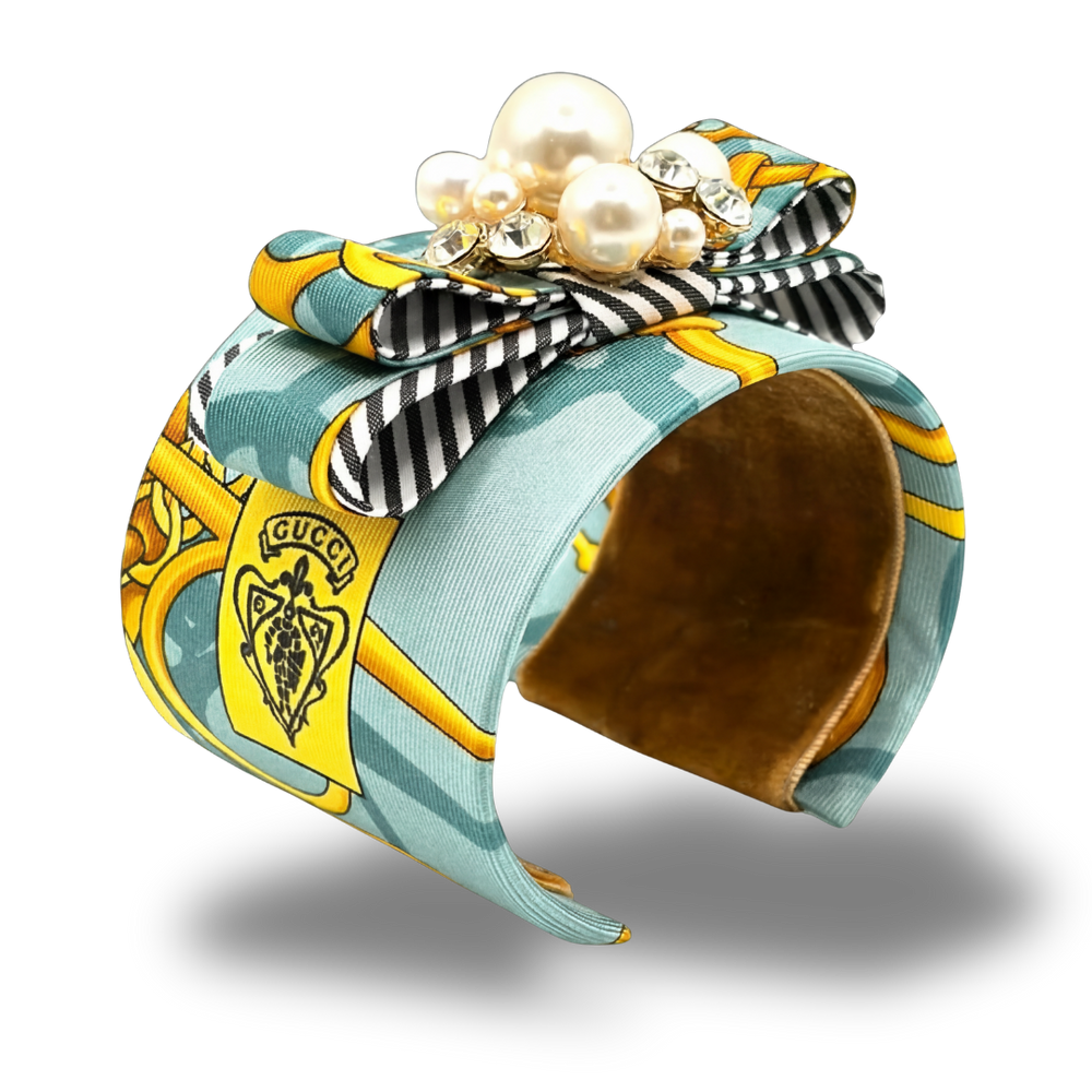 Equestrian Silk Necktie Cuff Bracelet