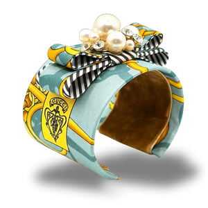 Equestrian Silk Necktie Cuff Bracelet
