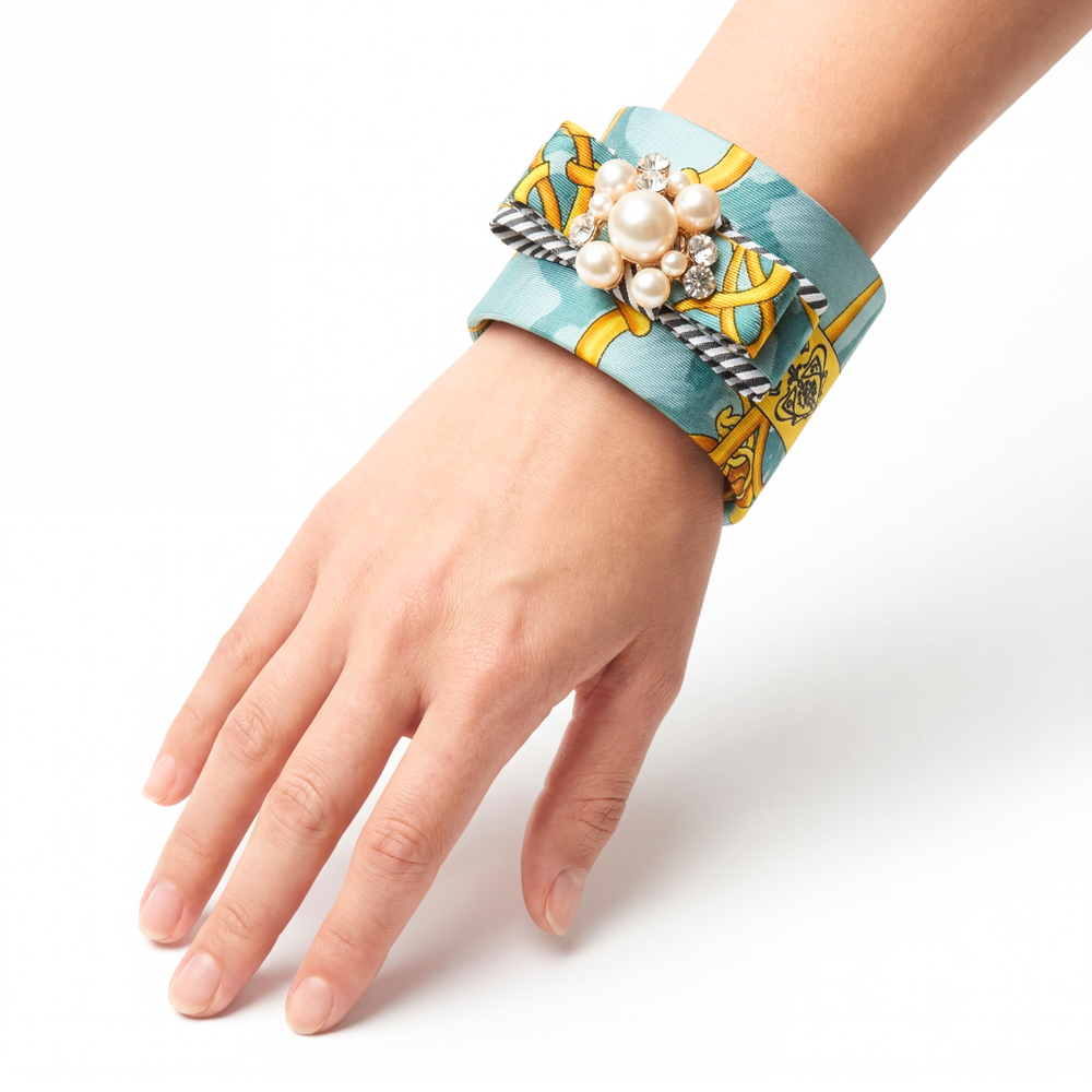 Equestrian Silk Necktie Cuff Bracelet