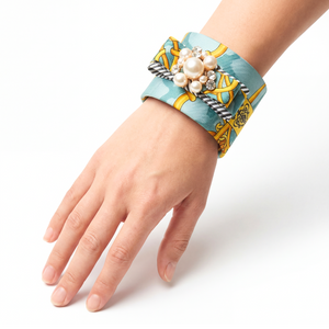 Equestrian Silk Necktie Cuff Bracelet