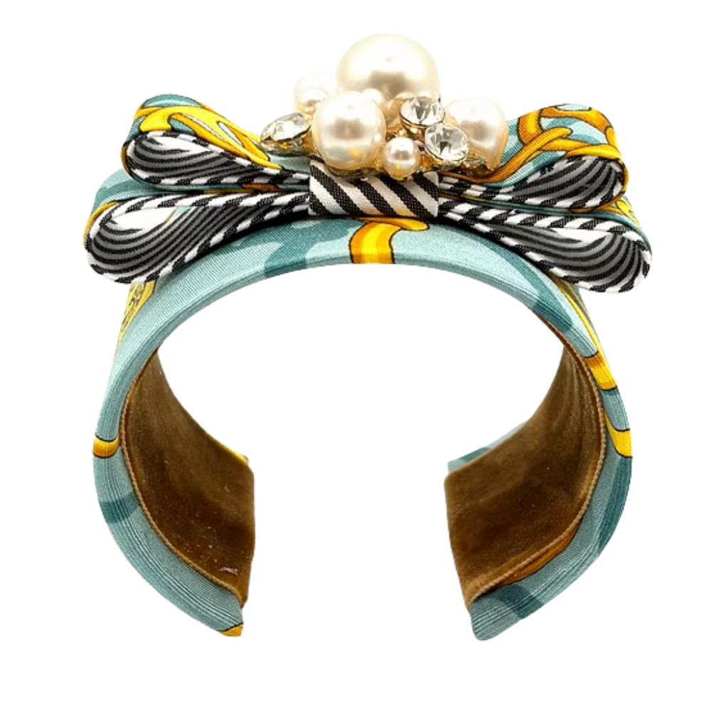 Equestrian Silk Necktie Cuff Bracelet
