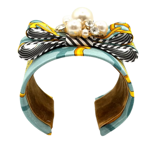 Equestrian Silk Necktie Cuff Bracelet