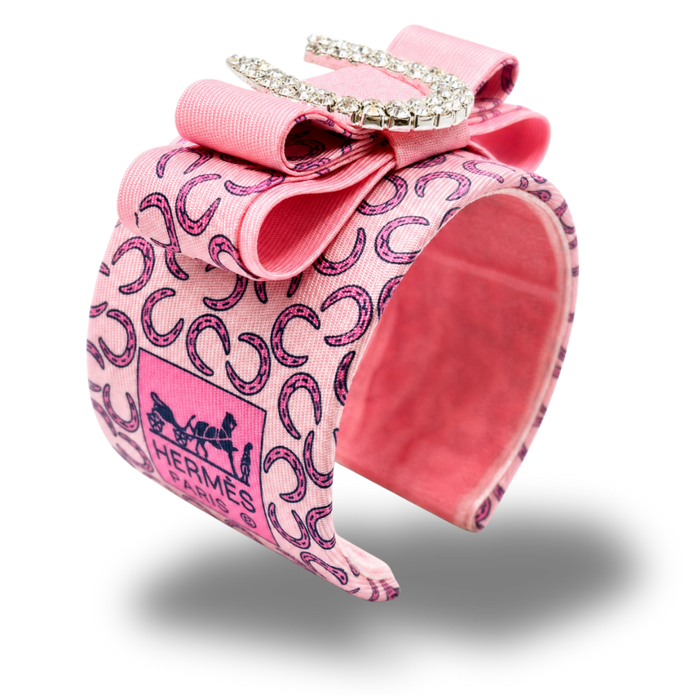 Horseshoe Vintage Silk Necktie Cuff Bracelet