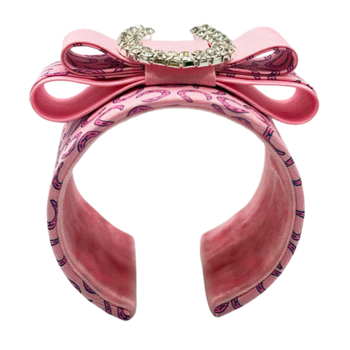 Horseshoe Vintage Silk Necktie Cuff Bracelet