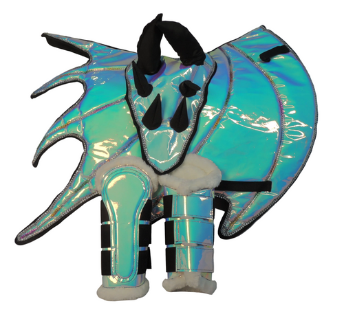 Dragon Horse Saddle Pad, Ear Bonnet & Horse Boot Set, Breathable, Shock Absorbing Equestrian Gear