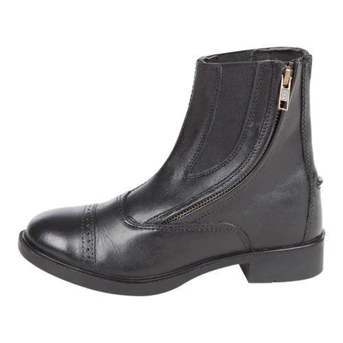 Daisy Clipper Children's Side Zipper Premium Leather Paddock Boots Horse Riding Boots, Black