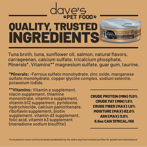 Dave's Naturally Healthy Grain Free Tuna & Shrimp Dinner in Gravy Wet Cate Food (5.5oz)