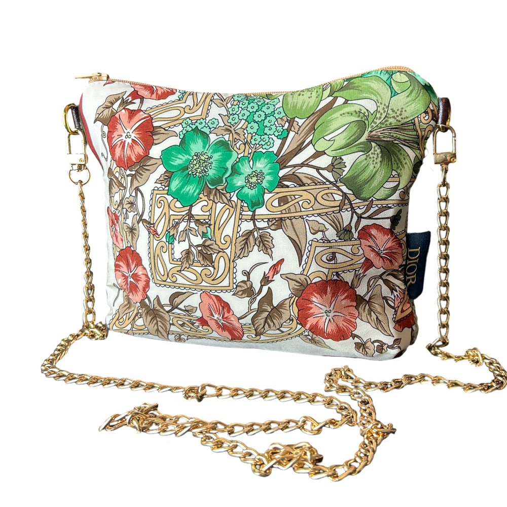 Garden Trellis Vintage Silk Scarf Crossbody Bag