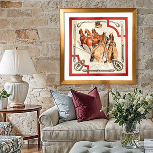 Attelage en Arbalete Forever Vintage Framed Silk Scarf 42"