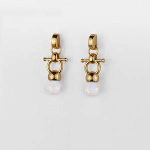 Briolette - Moonstone Horse Bit Equestrian Earring in Gold