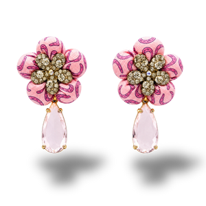 Horseshoe Vintage Silk Necktie Drop Earrings