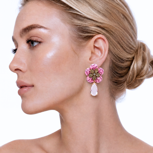Horseshoe Vintage Silk Necktie Drop Earrings