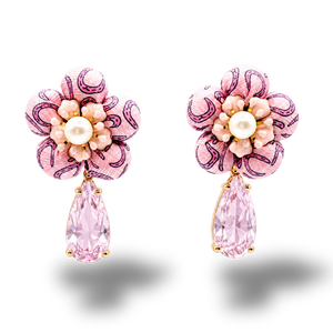 Horseshoe Vintage Silk Necktie Drop Earrings