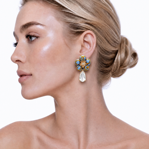 Horsebit Vintage Silk Necktie Drop Earrings