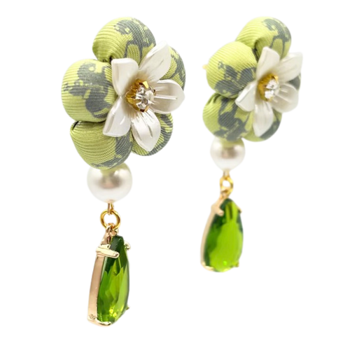 Equestrian Vintage Silk Necktie Drop Earrings