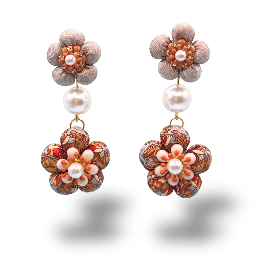 Jockey Vintage Silk Necktie Chandelier Earrings