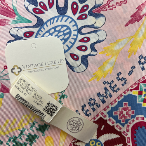 En Attendant Ulysse Vintage Silk Scarf Pillow 17"