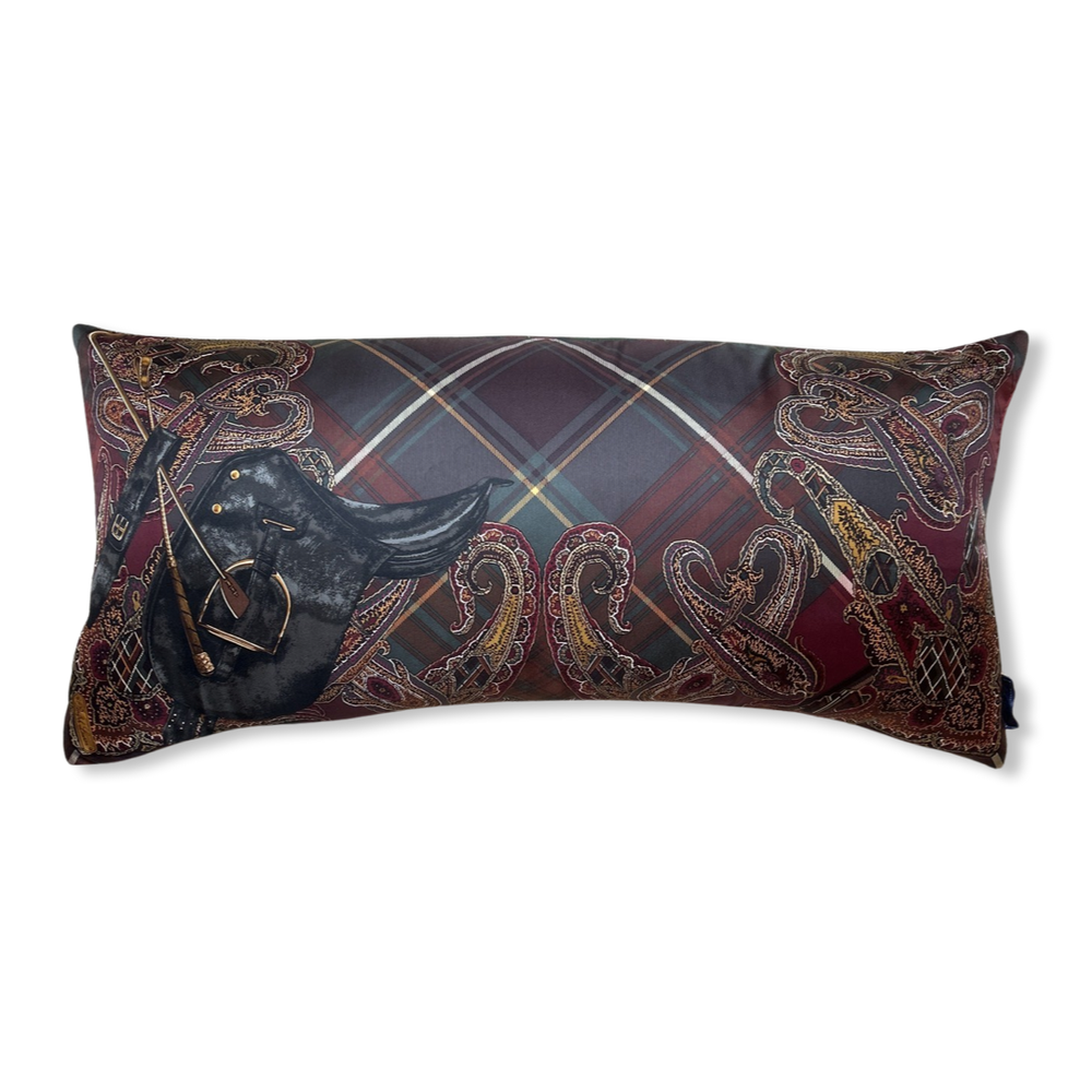 Equestrian Paisley & Tartan Vintage Silk Scarf Pillows