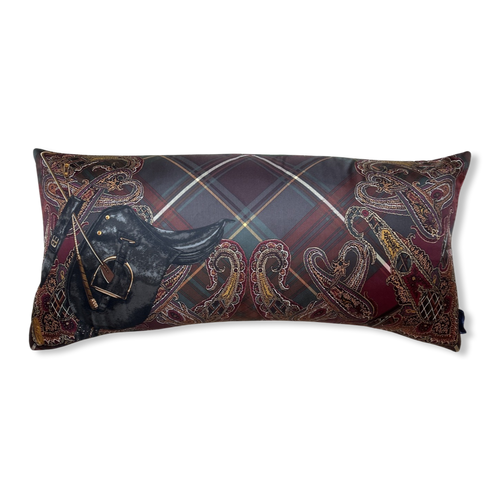Equestrian Paisley & Tartan Vintage Silk Scarf Pillows