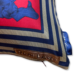 Equestrian Red Vintage Silk Scarf Pillows 22"
