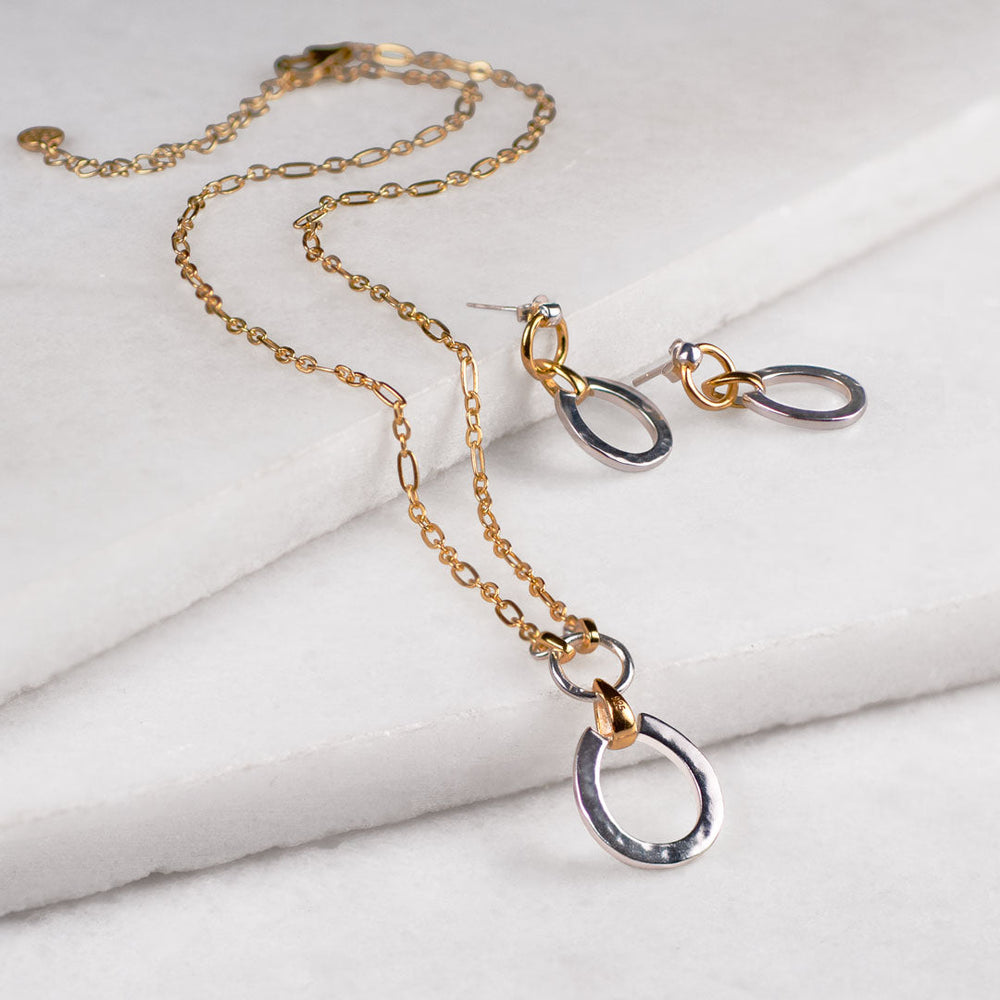 Equinox - Equestrian Horseshoe Earring Two Tone